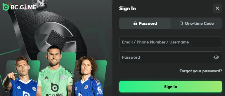 Logowanie członka kasyna BCGAME
